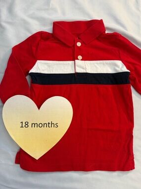 OshKosh B'gosh - Red Kids Long sleeve Polo Shirt with Stripes